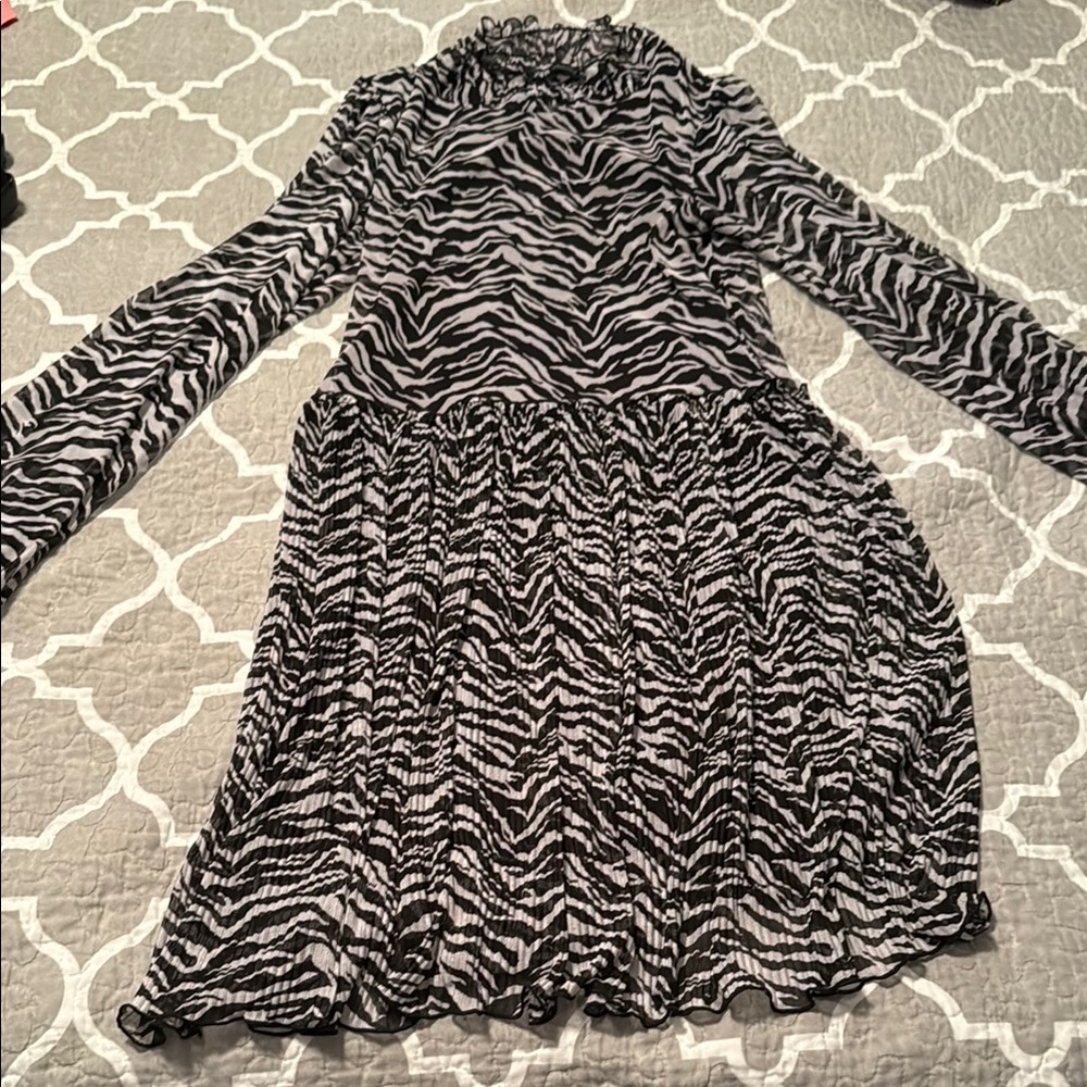 Zebra Print Long Sleeve Dress